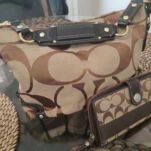 Coach Signature Collection Small Brown Hobo Bag